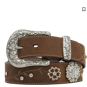 Ariat Women's Floral Embellished Brown Belt